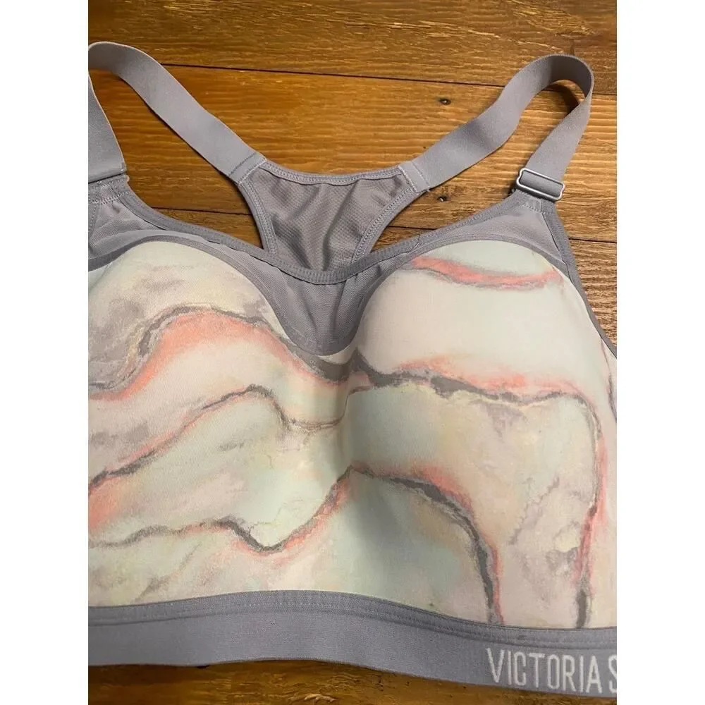 Victoria's Secret 32DD Sports Bra Marble Print Racerback incredible lightweight